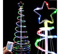 Bakaji Albero di Natale Spirale a 73 Led Luminoso RGB Slim Salvaspazio con Telcomando a Distanza Con Puntale a Stella Multicolor Tubo Trasparente per Interno ed Esterno (MULTICOLORE - 120CM)