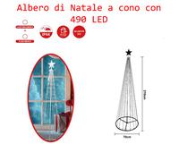 ALBERO DI NATALE LUMINOSO CON LUCI 490 LED IN FERRO ALTO 210 CM DA ESTERNO IP44