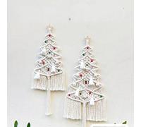 Albero di Natale macramè, albero di pino bianco, da appendere alla parete, stile bohémien, decorazione natalizia unica L (91 x 33 cm)
