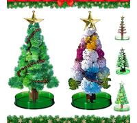 Albero di Natale Magico in Crescita FaJoek Mini Albero Natale Cresce Magico, 2 Mini Albero di Natale Artificiale, Kit di Allevamento di Cristallo fai da te, Albero di Carta Magica per Decorazione