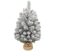 Albero di Natale Mini Innevato 60 cm con Pigne e Bacche Rosse per Interni