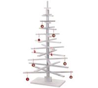 Albero di natale moderno HWC-H77 decorazione natalizio 3D stile Shabby legno 130x82x82cm bianco