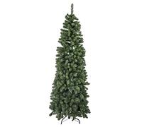 Albero di Natale Monte Vettore artificiale slim verde 972 rami con supporto in metallo alto 210cm