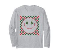 Albero di Natale Occhio Felice Viso Rosso Verde Scacchi Vacanza Maglia a Manica