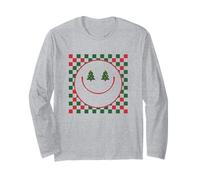 Albero di Natale Occhio Felice Viso Rosso Verde Scacchi Vacanza Maglia a Manica