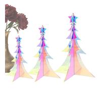 Albero Di Natale Ologramma,3 Pezzi Decorazione Da Tavolo 3D In Acrilico Colorato Per Le Feste - Decorazione Albero Da Scrivania Centrotavola,Per Finestra Ripiano Interno Festivo Casa Festa