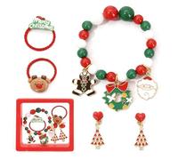 Albero di Natale per Bambini, Dwafill Set da 5 Pezzi Orecchini Clip Bambina, Gioielli Bambina, Braccialetto Natalizio, Regali per le Feste di Natale, Sorprese per Ragazze, Omaggi Natalizi