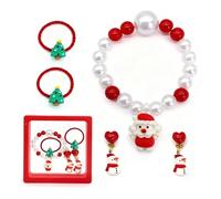 Albero di Natale per Bambini, Dwafill Set da 5 Pezzi Orecchini Clip Bambina, Gioielli Bambina, Braccialetto Natalizio, Regali per le Feste di Natale, Sorprese per Ragazze, Omaggi Natalizi (C)