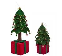 Albero di Natale Pieghevole 80 cm in Velluto Decoro Addobbo Vetrine Casa Negozi