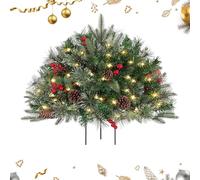 Albero Di Natale Preilluminato - Decorazione Riempitiva Per Urna Artificiale Da 1000 G | Cespuglio Per Fioriera Da Esterno Illuminato | Ornamento Natalizio A Batteria | Espositore Da Giardino Festivo,
