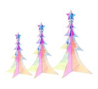 Albero di Natale prismatico - 3 pezzi colorato acrilico 3D decorazione da tavolo per le vacanze, decorazione da tavolo come punto centrale per la decorazione dell'albero di Natale - per la decorazione