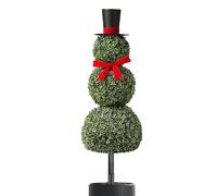 Albero di Natale Pupazzo di neve - Decorazione artificiale in vaso da 2,6 piedi con rosso e cappello | ornamento festivo pupazzo di neve per portico, casa, luogo di lavoro, negozio, display