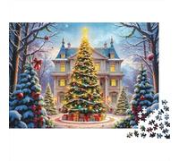 Albero di Natale Puzzle 1000 Pezzi Carta per Adulti Villa Invernale Gioco di Puzzle 1000 Pezzi Relax Regalo Famiglia 70x50cm/1000pcs