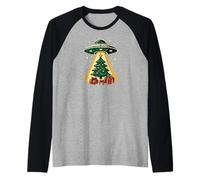 Albero di Natale rapito dagli Alieni Divertente Natale Maglia con Maniche Raglan