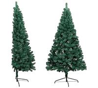 Albero di Natale Realistico, Verde Naturale, Mezzo Albero di Natale Artificiale con Supporto in Metallo, Decorazione di Natalizia per Casa Ufficio e Negozio, PVC, 210 cm