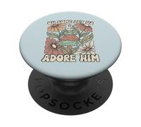 Albero di Natale retrò Oh Come Let Us Adore Him Floreale PopSockets PopGrip Adesivo