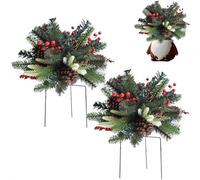 Albero di Natale riempitivo per urna, albero di Natale artificiale illuminato con paletto treppiede, alimentato a batteria, alberi di Natale all'aperto per portico, vialetto, cortile