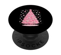 Albero di Natale rosa e argento con design festivo PopSockets PopGrip Adesivo