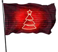 Albero di Natale rosso Happy New Year 3x5 Ft Bandiera per interni/esterni, bandiera decorativa da giardino a colori vivaci