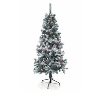 Albero Di Natale Sestriere 150cm 350 Rami con Neve Pigne e Bacche