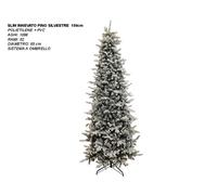 Albero di Natale Slim Innevato 180cm Pino Silvestre PVC PE Sistema Ombrello