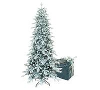 Albero Di Natale Slim Innevato Gaia 240 Cm Con Borsa Porta Albero, Molto Folto E Realistico In PE (polietilene) Real Touch e PVC, Apertura Ad Ombrello, Design Salvaspazio Alto E Stretto Alla Base