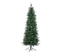 Albero di natale slim LOGAN realistico con aghi in PE + PVC h 210 cm 1432 rami, chiusura ad ombrello.