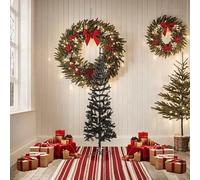 Albero di Natale sottile 150 cm - Moderno albero di Natale nero decorazione per soggiorno, ufficio o piccoli spazi - salvaspazio ed elegante