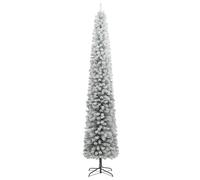 vidaXL Albero di Natale Sottile con Base e Neve Floccata 270 cm PVC