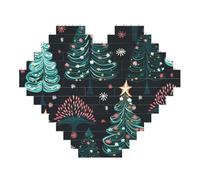 Albero di Natale Stampa Art Mattone Puzzle a forma di cuore Blocchi di costruzione fai da te Set 3D Puzzle Home Decor 53 pezzi