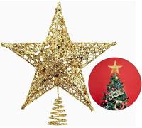 Albero di Natale Star Topper, Glittered 5 Point Star Treetop per l'Ornamento Natalizio - Decorazione Domestica del Partito Interno (Golden)