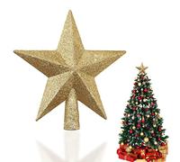 Albero di Natale Stella, Puntale per Albero di Natale, Stella per Albero di Natale, Ornamenti per L'albero di Natale, Ornamento per la Casa Festiva di Natale, in Plastica, Oro