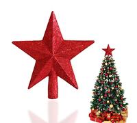 Albero di Natale Stella, Puntale per Albero di Natale, Stella per Albero di Natale, Ornamenti per L'albero di Natale, Ornamento per la Casa Festiva di Natale, in Plastica, Rosso