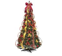 Albero Di Natale Telescopico Pieghevole, Albero Di Natale Realistico Con Decorazioni, Robusta Base In Metallo, Ideale Per Decorazioni Nei Centri Commerciali(1.2m/4ft)