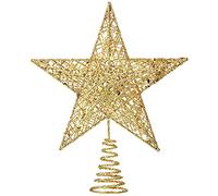 Albero di Natale Topper Oro Stella di Ferro Scintillante Stelle Scintillanti Dorate 20cm Puntale Albero Natale Tree Topper Stelle per Albero di Natale Decorazione dell'ornamento dell'albero di Natale