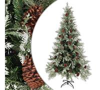Albero di Natale verde bianco 225 cm, albero di Natale artificiale in PVC & PE con pigna, sistema pieghevole per un facile montaggio, ideale per decorazioni festive
