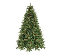 Albero di natale verde cm 210 240 folto ad ombrello luci led pigne bacche Rotex