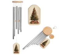 Albero di Natale vintage con fiocchi rossi e verdi, scacciapensieri commemorativi con 6 tubi in alluminio, decorazione da giardino per esterni
