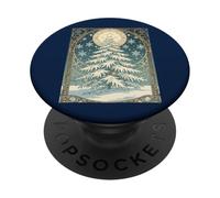 Albero di Natale Yule con neve e ornamenti a forma di stella PopSockets PopGrip Adesivo