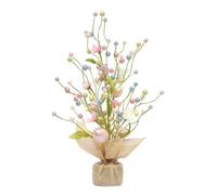 Albero di Pasqua GeluEla, 45 cm, albero d'uovo con luce LED, decorativo, da tavolo, con base in tela per Pasqua, casa, feste, matrimoni, San Valentino, Pasqua o regalo