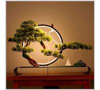Albero di pino artificiale con anello per lampada e incenso a riflusso, decorazione realistica in vaso per casa, ufficio, scrivania, camera da letto, fattoria