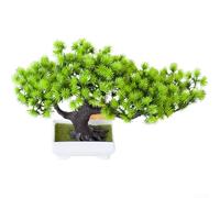 Albero di pino artificiale con vaso, pianta bonsai realistica in seta per la decorazione della casa e dell'ufficio, verde finto a bassa manutenzione, piccolo sempreverde in vaso per tavolo e (colore