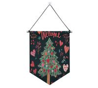 Albero di San Valentino Amore Cuori Buon Natale banner da appendere alla parete con asta telescopica banner bandiere decorazioni da cortile all'aperto per porte, pareti, finestre, giardini, cortile