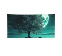 Albero di tè al chiaro di luna Banner e cartelli da appendere alla parete Banner personalizzato per feste con 4 fori sfondo con testo fotografico sfondo per feste di compleanno per interni ed esterni