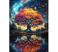 Albero Diamond Painting Kit Completo, Diamond Painting Bambini Paesaggio, 5D Diamantini Crystal Art Strass Ricamo a Punto Croce, DIY Disegni con Perline da Attaccare Decorazioni Casa 50x70cm C3-665