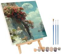 Albero Dipingere con i Numeri Adulti con Telaio, Paint by Numbers Fiume, DIY Dipingere con i Numeri Kit con 3 Pennelli e Vernice Acrilica, Hobby Creativi Adulti, Decorazione Casa Regalo 70x95cm H-2556