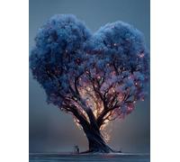 Albero Dipingere Con I Numeri Adulti, Cuore Paint by Numbers Kit, Fai Da Te Dipingere Con I Numeri Con Pennelli e Vernice Acrilica, Passatempo per Adulti, Decora la Casa Regalo, 50x70cm R-7200