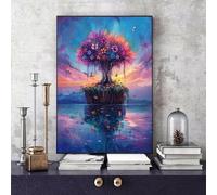 Albero Dipingere con i Numeri Adulti, Paesaggio Paint by Numbers, Quadri da Dipingere Numerati DIY Hobby Creativi Adulti con 3 Pennelli e Colori Acrilici per Decorazioni Parete (40 x 50 cm) -bby25061U