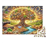 Albero d'oro della ricchezza Puzzle 1000 Pezzi Carta per Adulti Fiume dei sogni Gioco di Puzzle 1000 Pezzi Relax Decorazione Famiglia Regalo 38x26cm/1000pcs