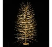 Albero Faggio con 2700 Mini Led Luce Calda Altezza 210 cm Tronco e Rami Colore Oro